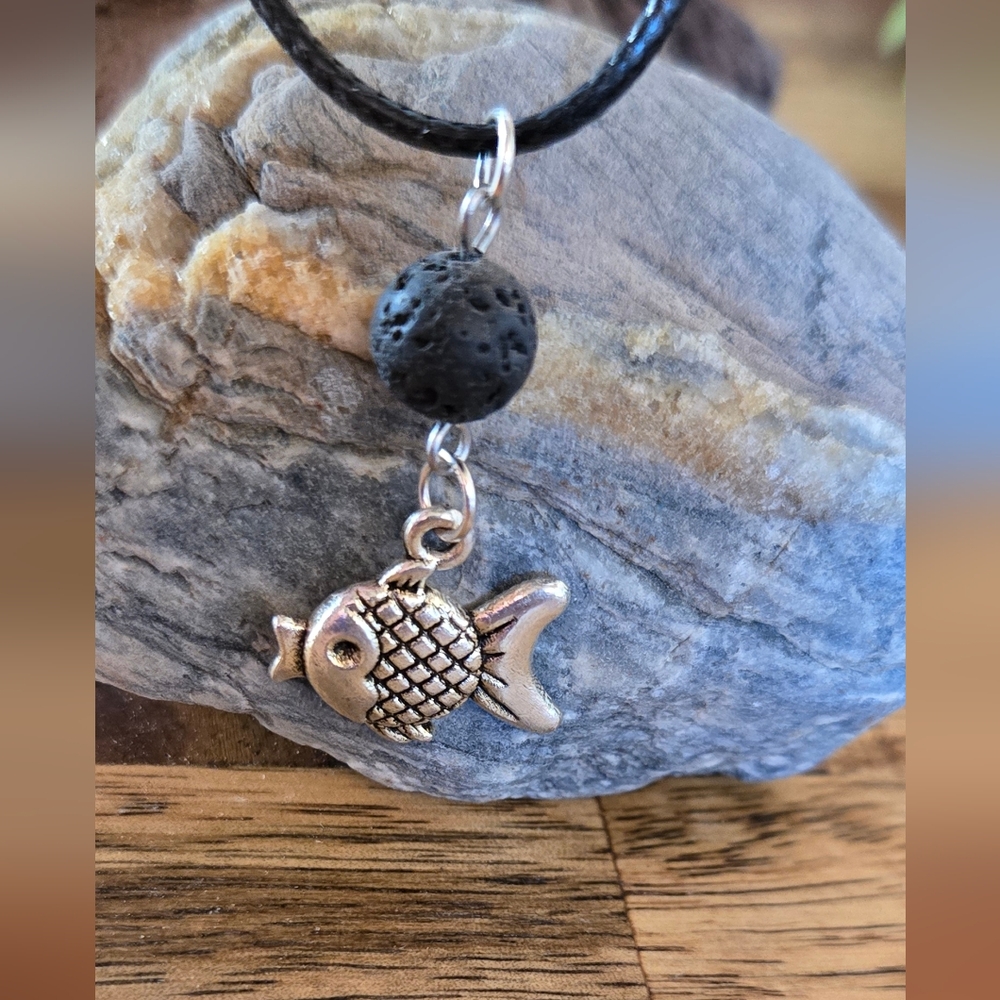 Fish Aromatherapy Necklace Lava Bead Essential Oil Diffuser
